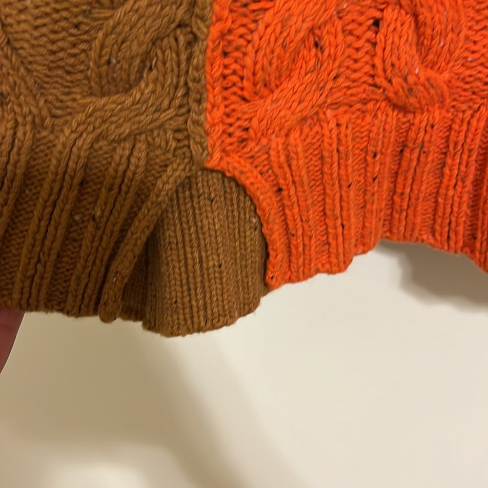 Free People Cable Knit Sweater - Orange and Brown size S NWOT - Picture 7 of 16
